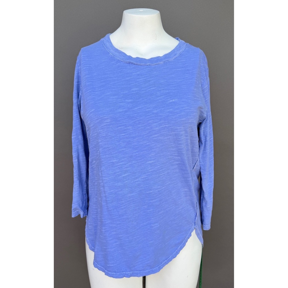 Fresh Produce Top Small Orchid 100% Cotton Slub Knit 3/4 Sleeve High Low Hem USA